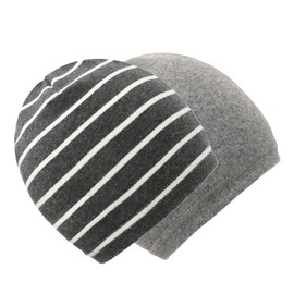 FORUHOO Baby Beanie for Boys Girls Toddler Hat Autumn Winter Set of 2, Single layer: grey and grey stripes