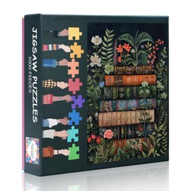 Books & Blooms 1000 Piece Puzzle for Adults - Vintage Library Art with Botanical Jigsaw Puzzles 1000 Pieces for Adults, Sophisticated Adult Jigsaw(27.5"x19.7")