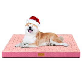 Patas Lague Orthopedic Dog Bed for Medium Dogs 36''X24'', Waterproof Medium Checkered Pattern Dog Beds with Removable Washable Cover, Egg Crate Foam Pet Bed Mat with Nonskid Bottom, Pink