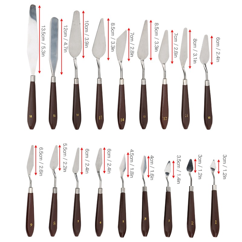 18Pcs Paint Scraper Knife Exquisite Plastic Handle Oil Painting Tool