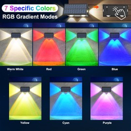 T-SUN Solar Fence Lights Outdoor, 7 Fixed Colors ＆ Color Changing Fence Lights Solar Powered, IP65 Waterproof LED Dusk to Dawn Deck Light for Porch Backyard Wall Step Patio Railing Pool (6 Pack)