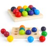 Rainbow Wooden Balls with Tray Wooden Sorting and Matching Game