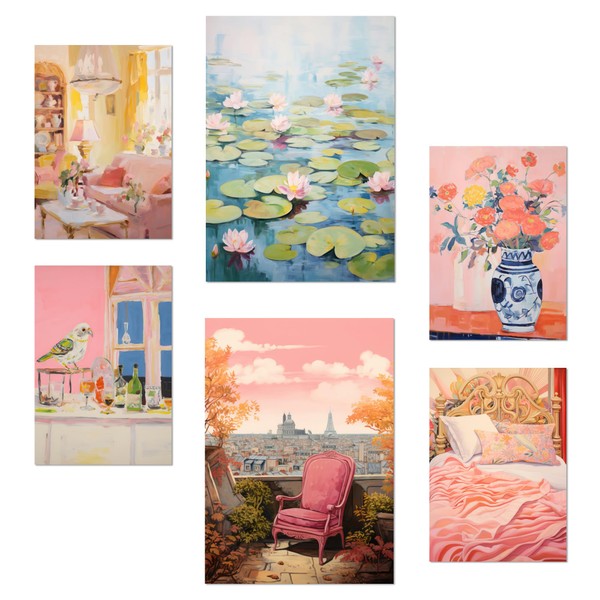 Nacnic Set of 6 Pink Spring Posters with Design Illustrations