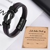 CheersLife Knot Bracelet Gift for Men Brown Braided Leather Stainless