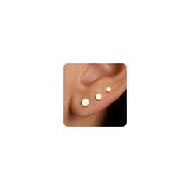 3 Pairs Flat Back Earrings for Women, 14k Gold Plated Flat Back Stud Earrings Set, Dainty Hypoallergenic Non Tarnish Cartilage Helix Tragus Piercing Earring Trendy Stuff Fashion Gold Jewelry Gifts
