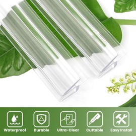 Shower Door Seal for Frameless 5/16"(8mm) Thick Glass Door, 2 Pack x 39" Long Shower Glass Door Bottom Seal Strip with Sweep, Ultra-Clear PVC Seal Strip (for 3/8" Glass)