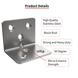 Stainless Steel Corner Bracket,Joint Right Angle Bracket,L Shape Heavy Duty Metal Corner Brace Shelf Supporter for Wood Aufuga (30, 1.5x1.2x1.2")