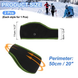 PATIKIL Ear Warmer Headband, 2 Pack Polar Fleece Ear Warmer Winter Stretchy Running Sweatband Outdoor Essential for Jogging Walking Skiing, Black with Dark Green