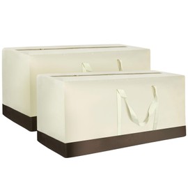 AIGOTSUKI 2 Pack Cushion Storage Bag Waterproof Outdoor Cushion Storage Bag 68" L x 30" W x 20" H Large Patio Furniture Cushion Storage Bag with Handle and Zipper (Beige, 2 Pack)