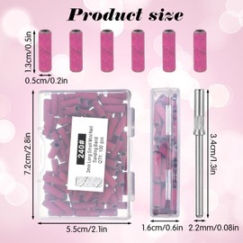 100 Pcs (240 Grit Rose Red) 240 Extreme Fine Grit Nail File Sanding Bands for Nail Drill with 3.1mm Mandrel Bit, Small Sanding Bands Nails Drill Bit, Extreme Fine Grits Mini Sandings Band