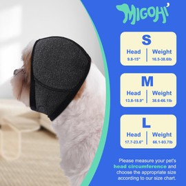MIGOHI Dog Ear Covers Hood, Dog Ear Muffs with Soft Padding, M | Lightweight Ears Covers for Noise Protection, Anti-Anxiety Head Wrap, Vet Visits, Thunder, Grey