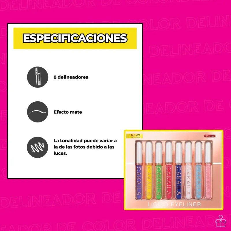 Set De Delineadores De Ojos Líquido De 8pcs Lentejuela Mate