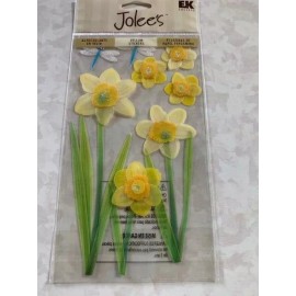 JOLEE'S JOLEE’S BOUTIQUE 3D STICKER BRIGHT YELLOW DAFFODILS GLITTER DAFFODIL DRAGONFLIES