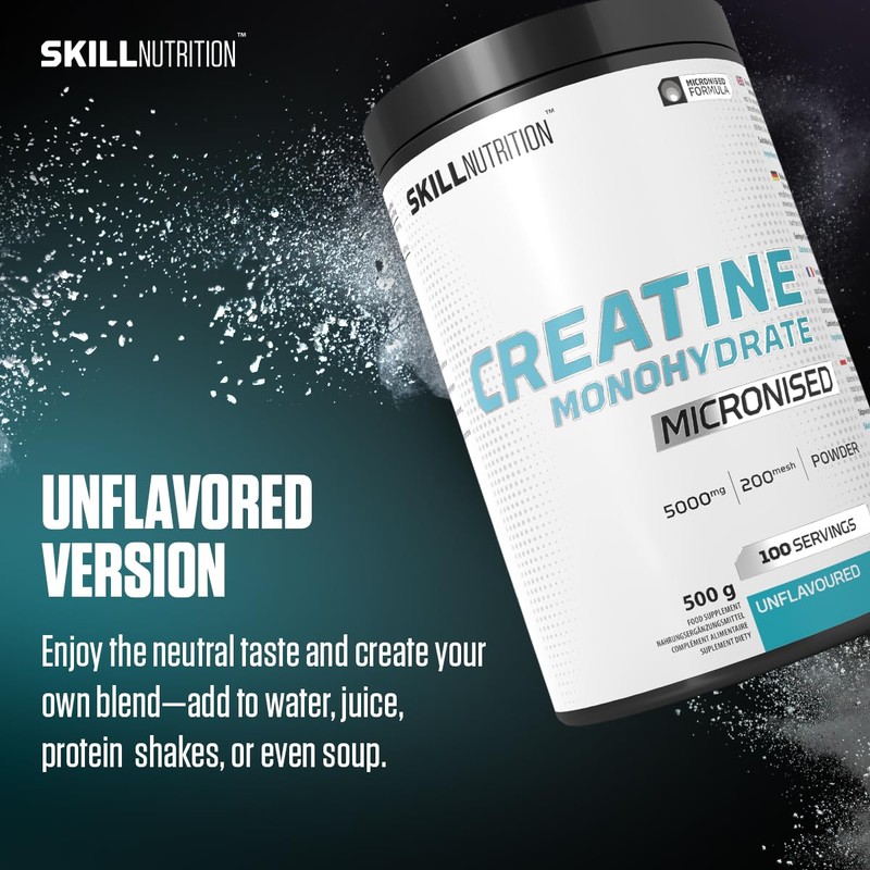 Skill Nutrition Creatine Unflavoured - 500 g | Micronized Creatine