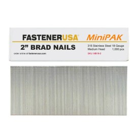 FastenerUSA 2" BRAD NAILS 18GA 316SS 1,000ct | MB18-2