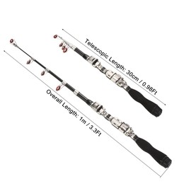 PATIKIL 1m/3.3ft Telescopic Fishing Rod, Fiber Reinforced Plastic for Freshwater Fishing Black