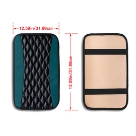 Couslcd Auto Center Console Pad, Universal Waterproof Armrest Seat Box Cover, Car Interior Accessories, Leather Auto Armrest Cover Protector for Most Vehicle, SUV, Truck (Dark Green)