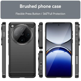 HEYUS Case for Oppo Find X8 Pro, Shock-Absorption Brushed Flexible Soft Carbon Fiber Protective Cover for Oppo Find X8 Pro- Black