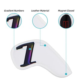 Scott Edward Golf Club Head Covers for Irons, Single Different Size Leather Waterproof, Head Covers for All Brands White Gradient Color