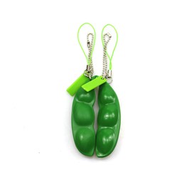 FCBB Fidget Toys 2Pack Squeeze-a-Bean Edamame Keychain Keyring Extrusion Bean Pea Soybean Stress Relieving Chain Phone Pendants
