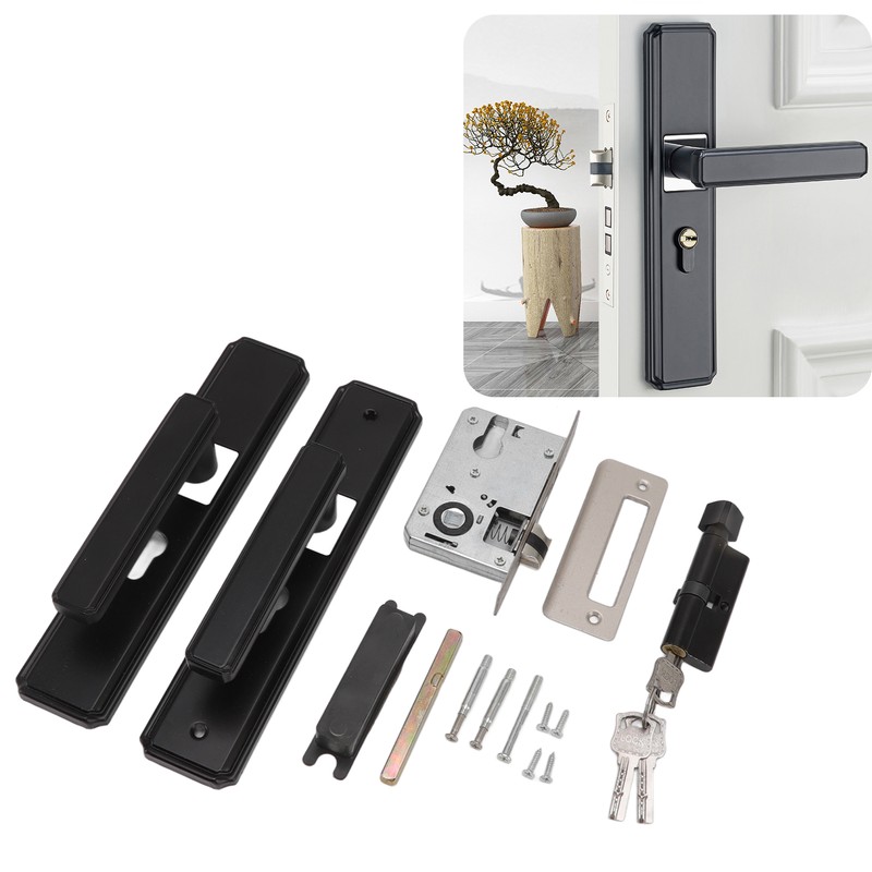 Door Lever Lock Universal Aluminium Alloy Black Door Security Latch