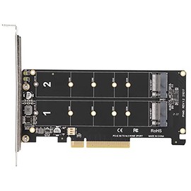 Adapter Card with 2 x 32Gbps Expansion Cards, Dual M.2 NVMe SSD to PCIE X8 M Key Hard Drive Converter Reader Expansion Card, Support Full Speed NVME SSD/M.2 PCIE(ph45)