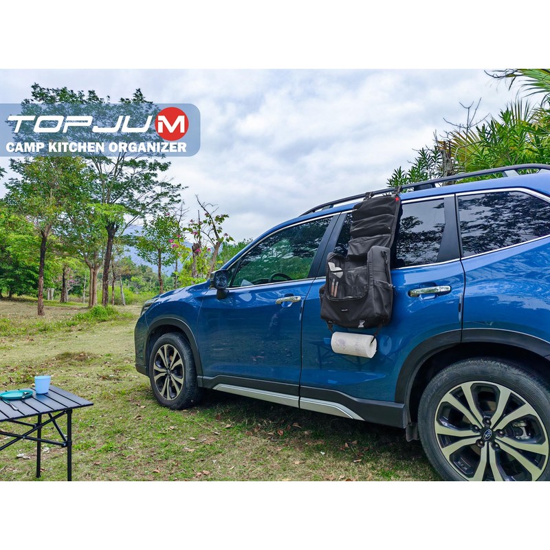 TOPJUM Camp Kitchen Organizer, Utensil Storage Caddy Bag, Multi-Pockets, Paper