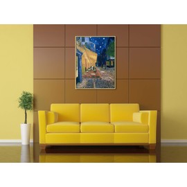 Wieco Art Framed Art Giclee Canvas Prints of Cafe Terrace at Night Canvas Prints Wall Art by Van Gogh Paintings Abstract Framed Canvas Wall Art for Home Decor Golden Frame VAN-0060-6080GF