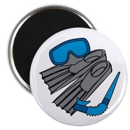 CafePress Snorkel Gear Magnets 2.25" Round Magnet, Refrigerator Magnet