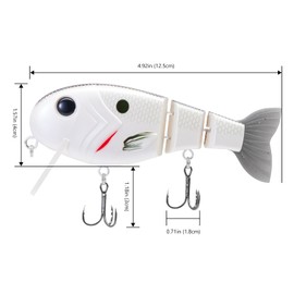 BASSROCK Topwater Fishing Lures for Bass Pike Salmon Floating Swimbait Jointed Crankbait Freshwater Saltwater 4.9in/1.76oz RK1001