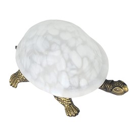 Middle-England 20.3cm Turtle/Tortoise Design Mottled White Stained Glass Tiffany Look Nightlight Table Lamp