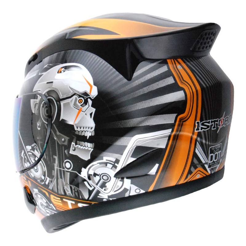 1Storm Motorcycle Bike Full FACE Helmet Mechanic Skull - Tinted