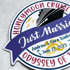 1 Honeymoon Cruise Door Magnet Sign, Just Married Newlywed Bride Groom, Cruising Princess Celebrity Carnival Wall Custom Keepsake Refrigerator