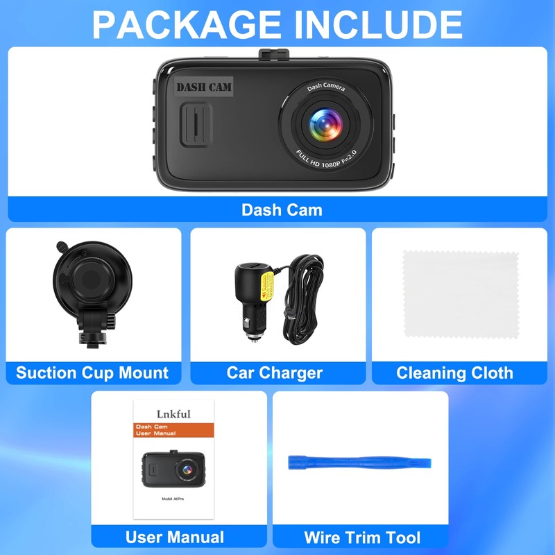 1080P Front Dash Cam, Dashboard Camera Recorder for Cars, NO