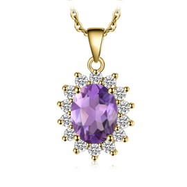 JewelryPalace Princess Diana Kate Middleton Gemstone Amethyst Citrine Garnet Peridot Topaz Sapphire Ruby Emerald Chains Pendant Silver 925 45 cm Necklace Women's Necklace Women Jewellery Rose Gold