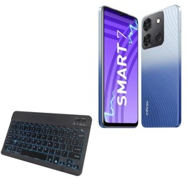 BoxWave Keyboard Compatible with Infinix Smart 7 - SlimKeys Bluetooth Keyboard - with Backlight, Portable Slim LED 7 Colors - Jet Black