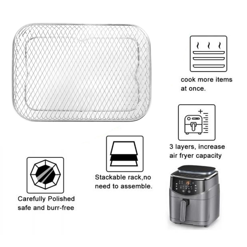 3PCS Fryer Rack Set 304 Stainless Steel Stackable Multi Layer