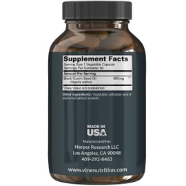 Vine Nutrition Vine Nutrition Black Seed Oil Capsules - Nigella Sativa - Immune Support Supplement Soft Gels - Cold Pressed Antioxidant Vegetarian Black Cumin Pills - 500 Milligrams Made in The USA