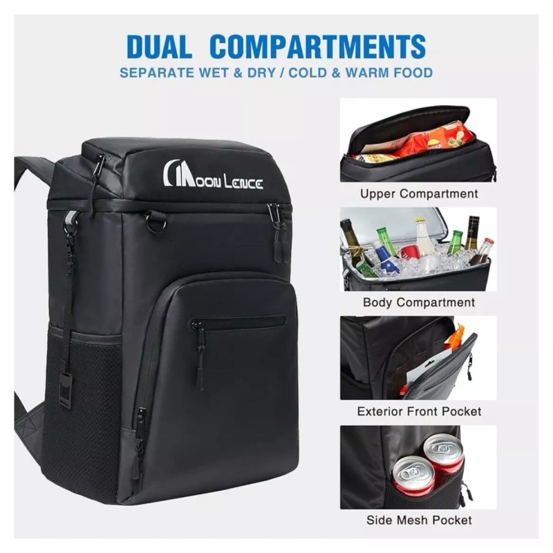 MoonLence Cooler BackPack, 32 Cans Capacity, Insulated Leak Proof Camping