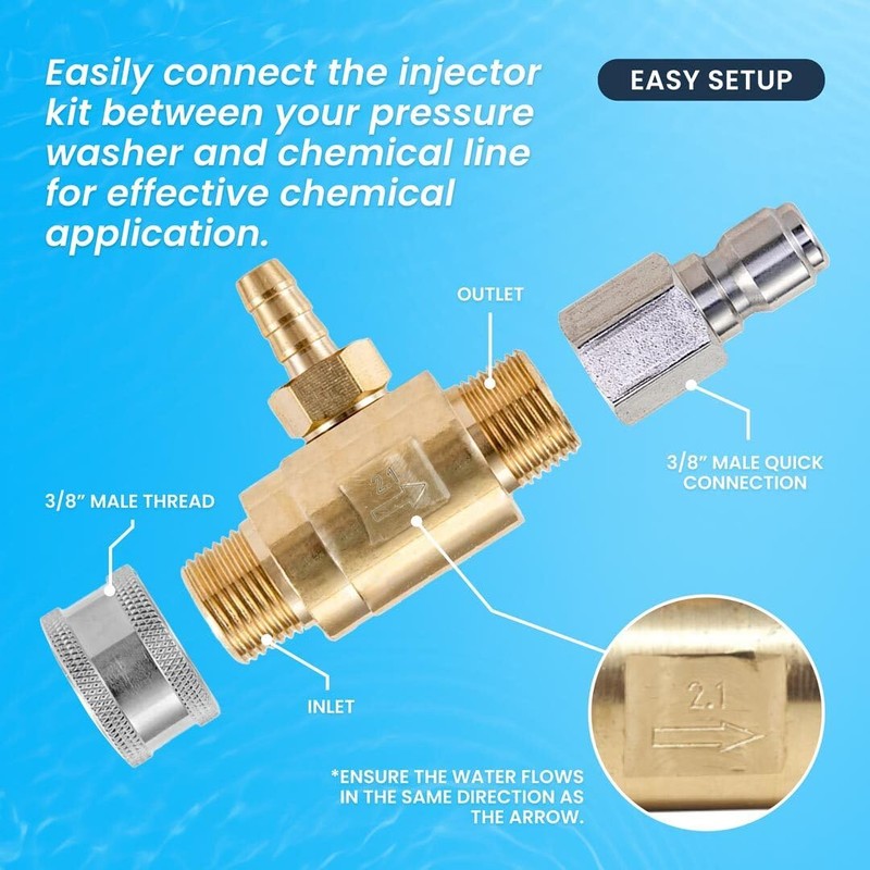 Downstream Chemical Injector Kit with 3ft Hose and Filter Pressure