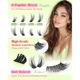 Wispy Cluster Lashes Individual Eyelashes Natural C Curl V44