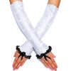 GEMILY Fingerless Rave Gloves Opera Sequin Gloves for Women(Silver)