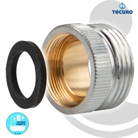 tecuro | Adapter Adaptor Transition Piece | for Tap Spouts | AG 3/4 to Female Thread M22 x 1 | Brass | Chrome | 4699112