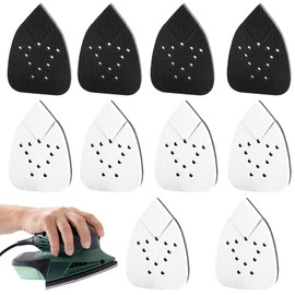 10pcs Detail Sanding Interface Pad Hook and Loop, 12 Holes Electric Sander Disc Sander Pads Sheets Multi Tool Triangle Sandpaper Backing Pad for Balance Pressure and Grind Evenly