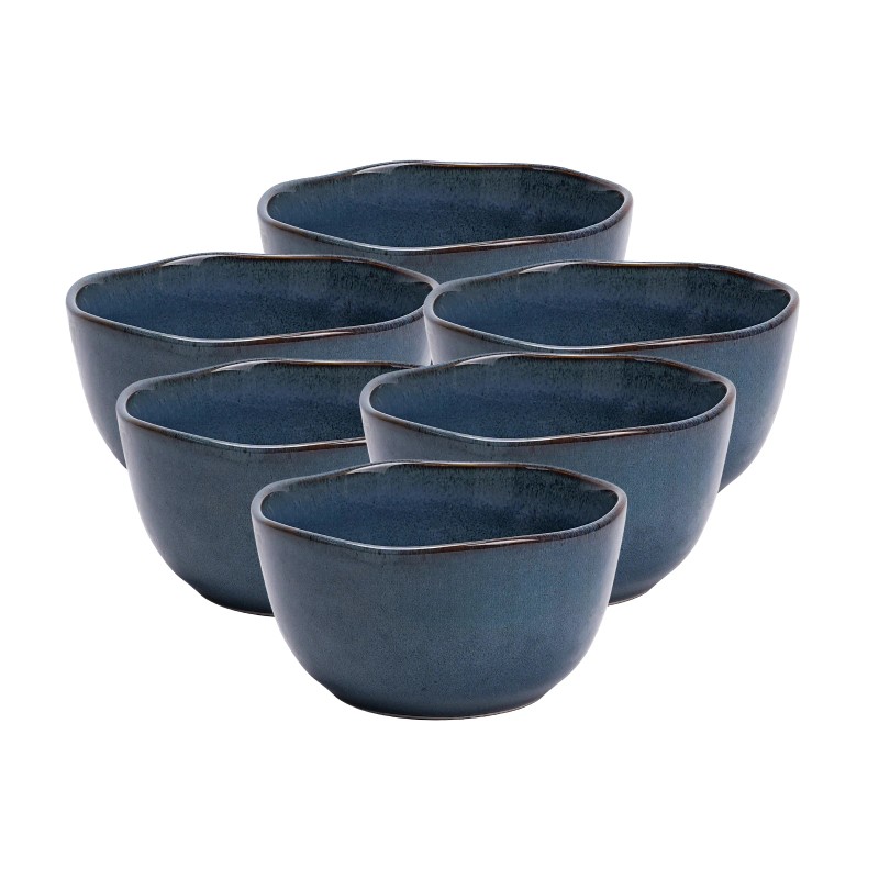 Organic Blue Irregular Stoneware Ceramic Cereal Bowls Dip Bowls Ice
