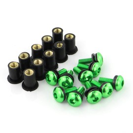 Xitomer 10 Sets M5x16 Alloy Windscreen Bolts Wellnut Bolt Kit, Windshield Bolts, Fit for Z125 Z650 Z900 Z1000SX ZZR1100 ZZR1400 VULCAN SPEED TRIPLE TIGER SCRAMBLER DAYTONA R1100GS (Green)