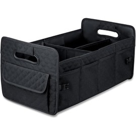 JiatuA Car Trunk Organizer for SUV, Car Storage Organizer Collapsible Multi Compartment Container Box, Adjustable Car Accessories for Women/Men, Black