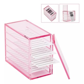 Mouyic Caja De Almacenamiento Para Pestañas Con Escalas , Acrilico