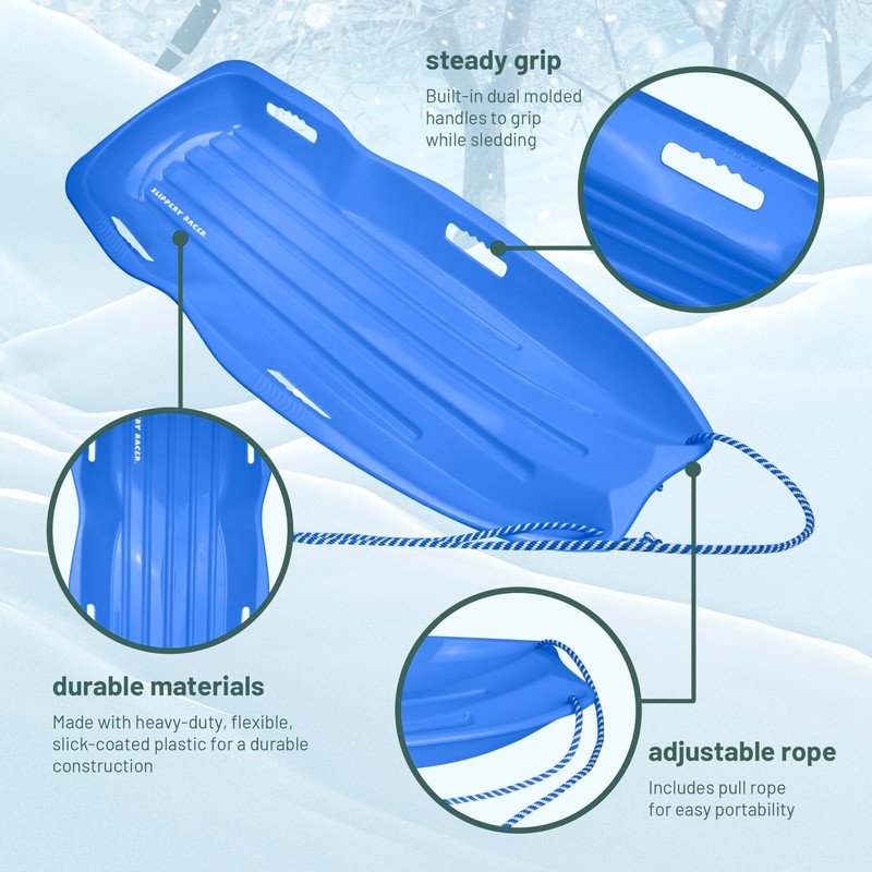 Slippery Racer Downhill Xtreme Flexible Adults and Kids Plastic Toboggan