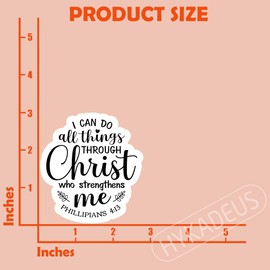 (3Pcs) I Can Do All Things Through Christ Who Strengthens Me Sticker, Christian Bible Verse Stickers, Inspirational Words, Decals for Books Laptops Phones Tumblers Water Bottles, Size 3 x 2.9 Inch